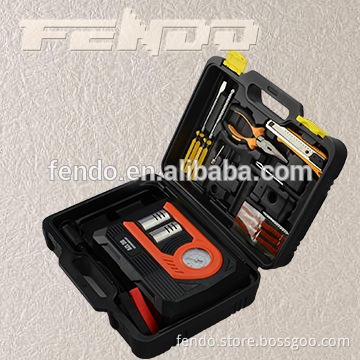 DC12V double cylinder car air compressor with tool box package